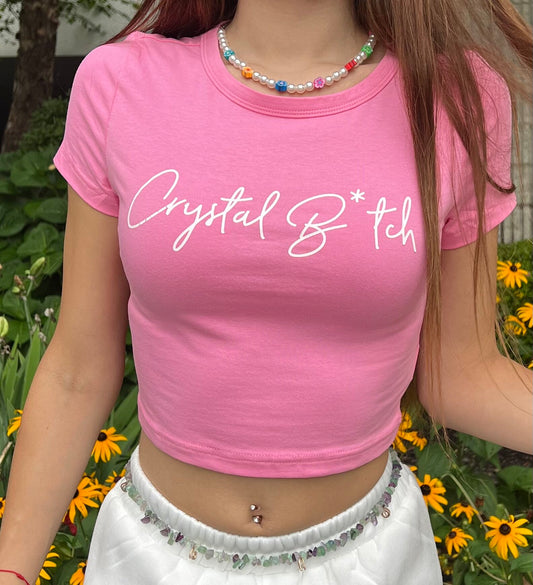 Pink “Crystal B*tch” Crop top